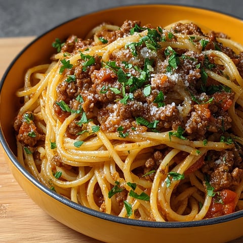 Un plat de spaghetti bolognaise crémeuse sur une table.