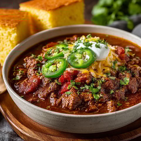 Une recette de chili con carne est servie dans un bol en céramique.