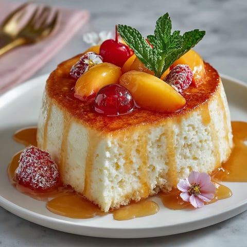 Une tarte aux fruits et au chocolat, garnie de miel et de fleurs, est servie sur un plateau.